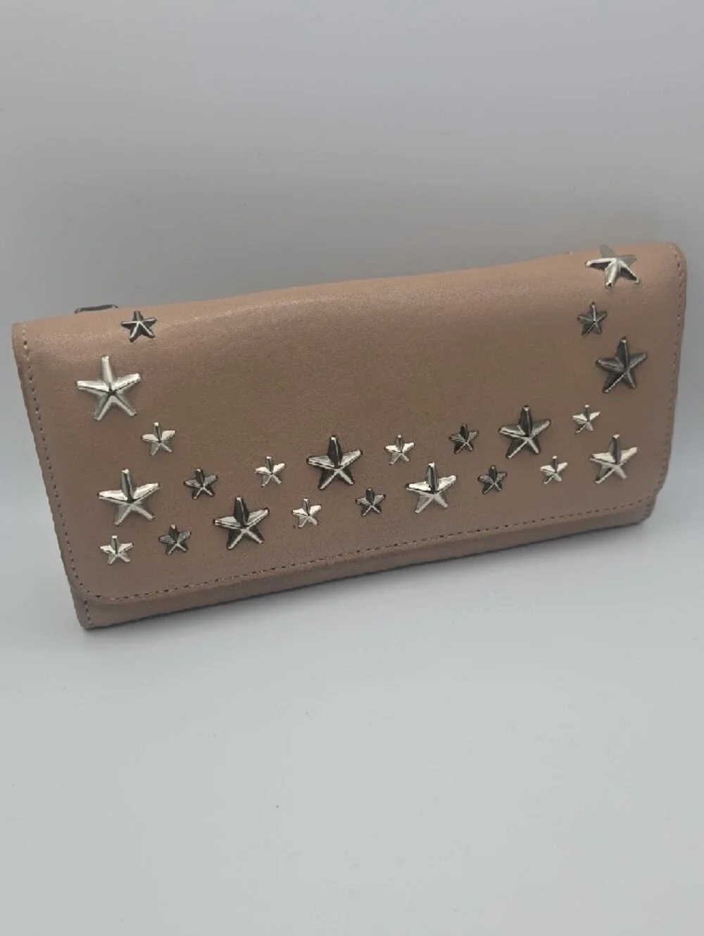 Jimmy Choo Beige Wallet with Silver Star Studs